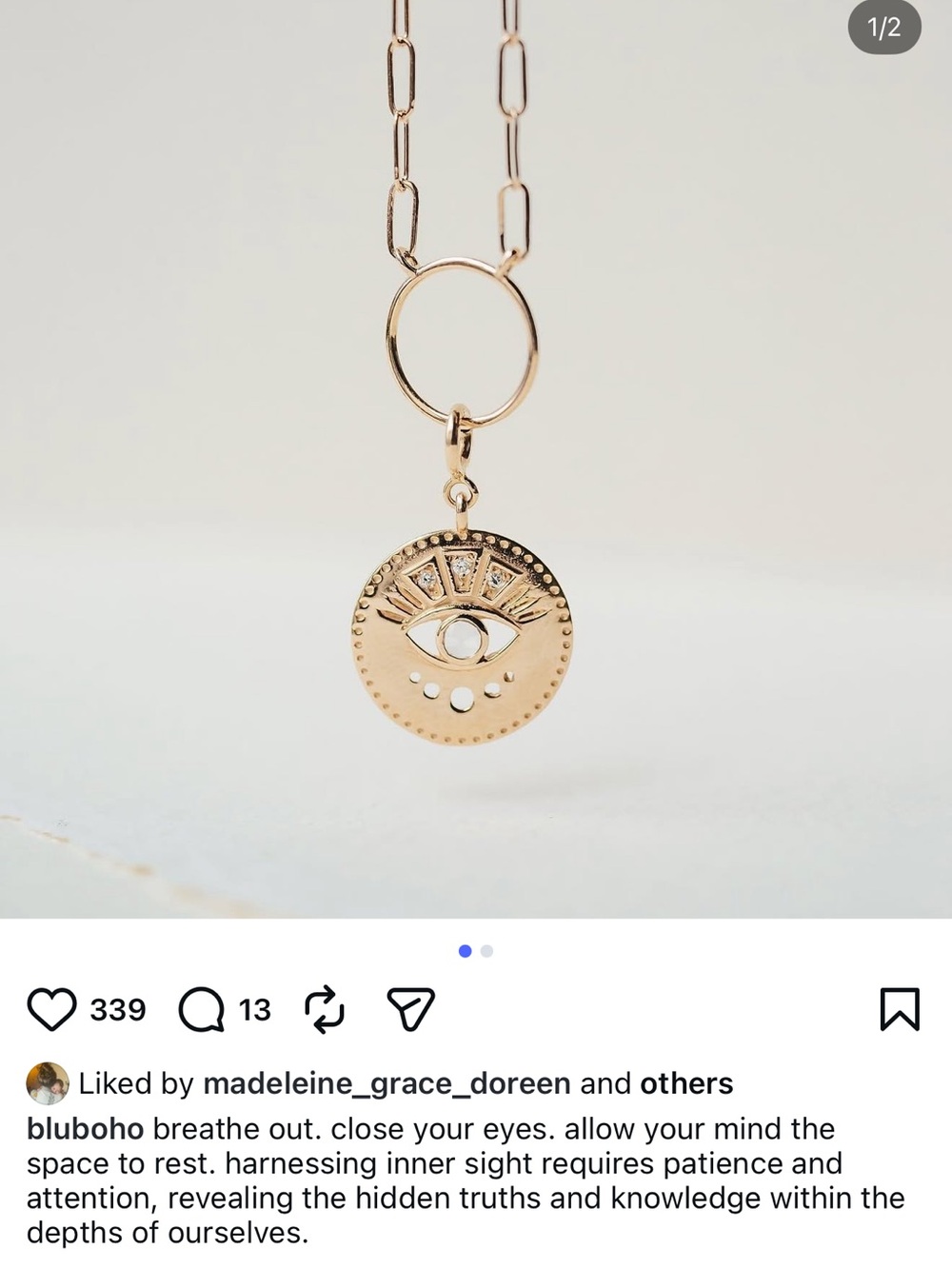 bluboho Gold Evil Eye Charm